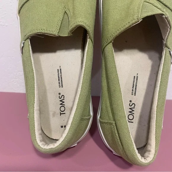 TOMS Alpargata Fenix Slip On Cedar Green Washed Canvas Shoes Size 8 casual - Picture 6 of 10